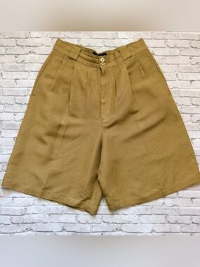 Vintage Giorgio Sant Angelo High-Waist Pleated Linen Shorts